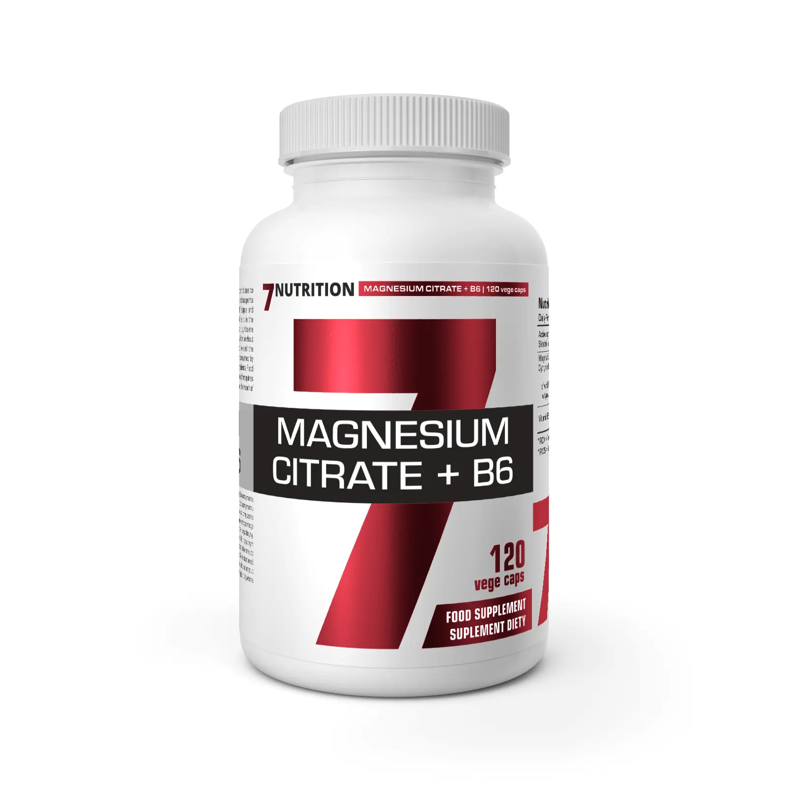 7Nutrition – MAGNESIUM CITRATE + B6 120 Vege Caps.