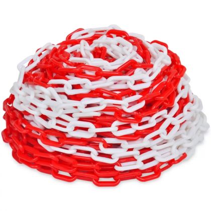 Сигнална верига за ограждане, PVC, Червен с бял, Цена за метър