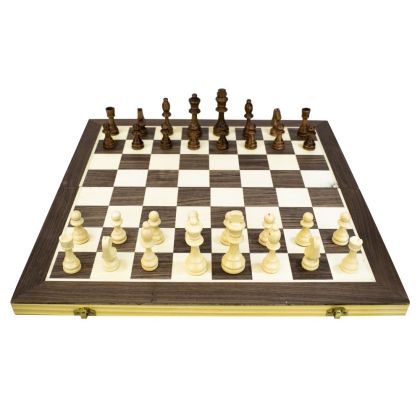 Шах, дама и табла 3 в 1 MAXIMA, Фурнир с интарзия, 29 см, Фигури 2.7 – 5.4 см