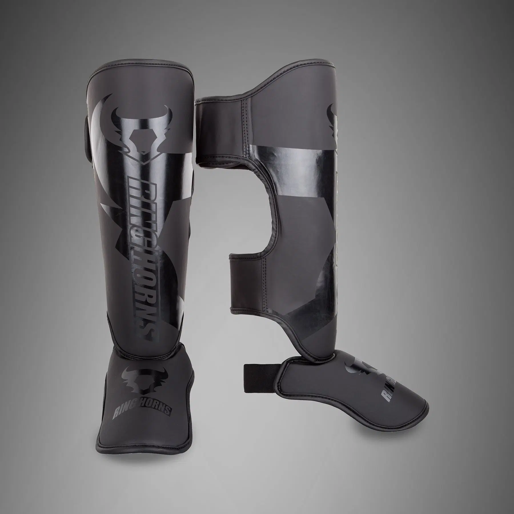 Ringhorns Charger by Venum Shin Guards and Foot Protectors – Black/Black – L